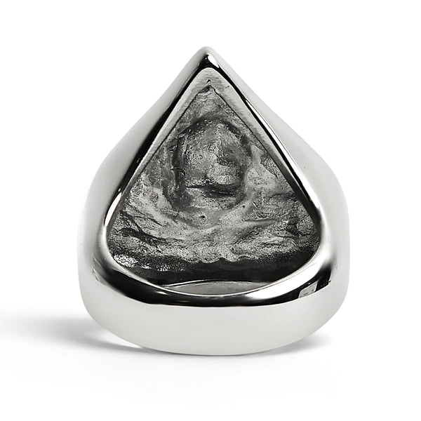 Stainless Steel Polished Skull of Spades Ace Signet Ring / SCR3070