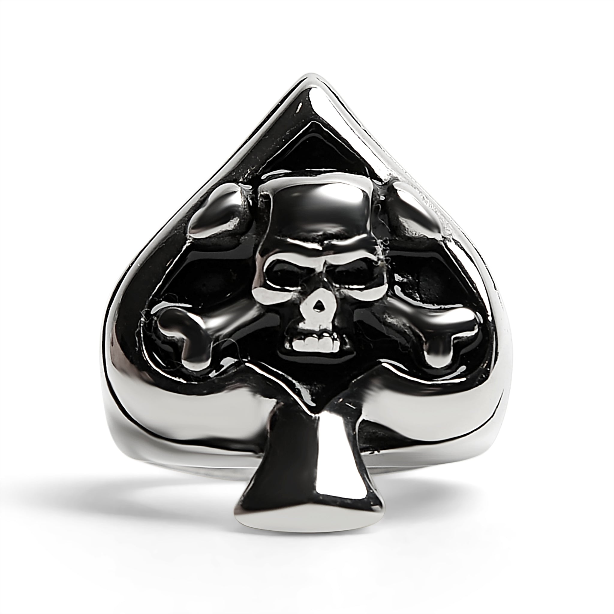 Skull en acier inoxydable Skull of Spades Ace Signet Ring/SCR3070