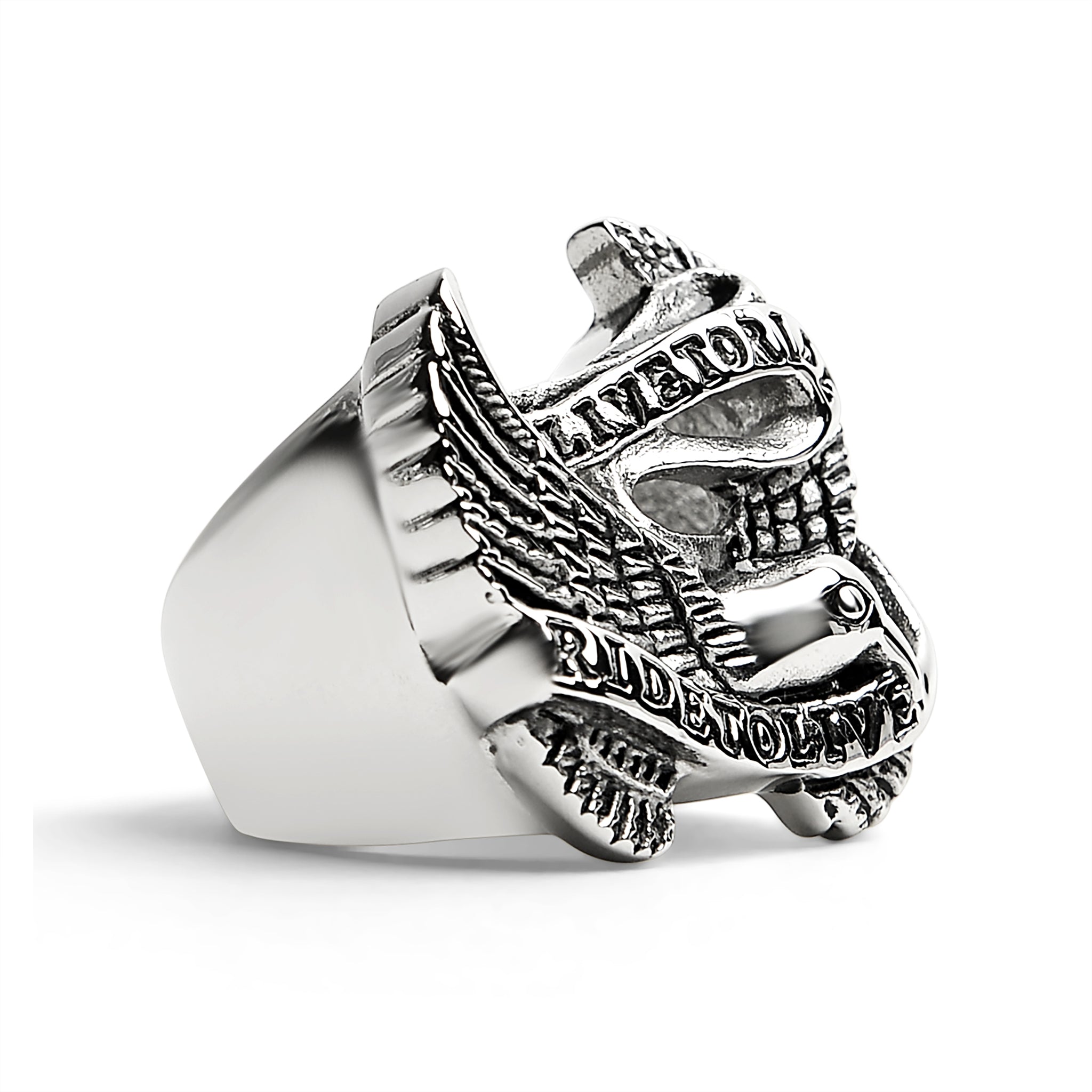 Rostfritt stål "Live To Ride" "Ride To Live" Eagle Biker Ring / SCR3077