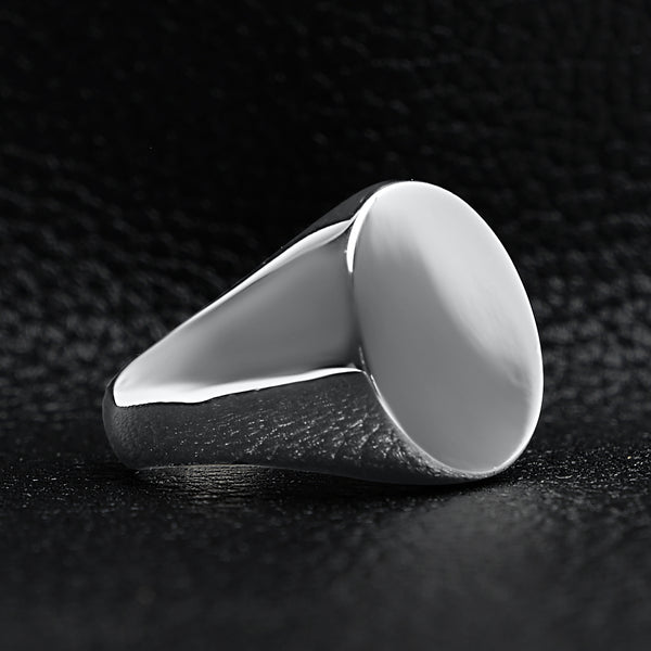 Stainless Steel Polished Round Blank Signet Ring / SCR3087