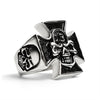 Stainless Steel "13" Skull Maltese Cross Signet Ring / SCR4001