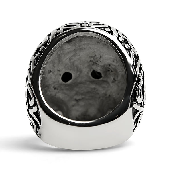 Large Detailed Skull Black CZ Eyed Stainless Steel Ring / SCR4002
