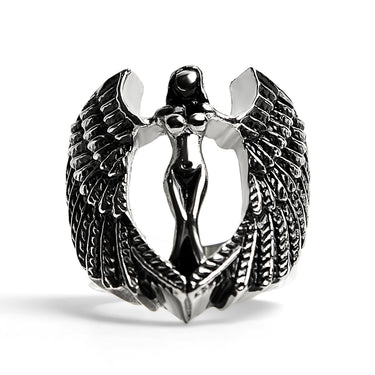 Stainless Steel Large Nude Angel Ring / SCR4004