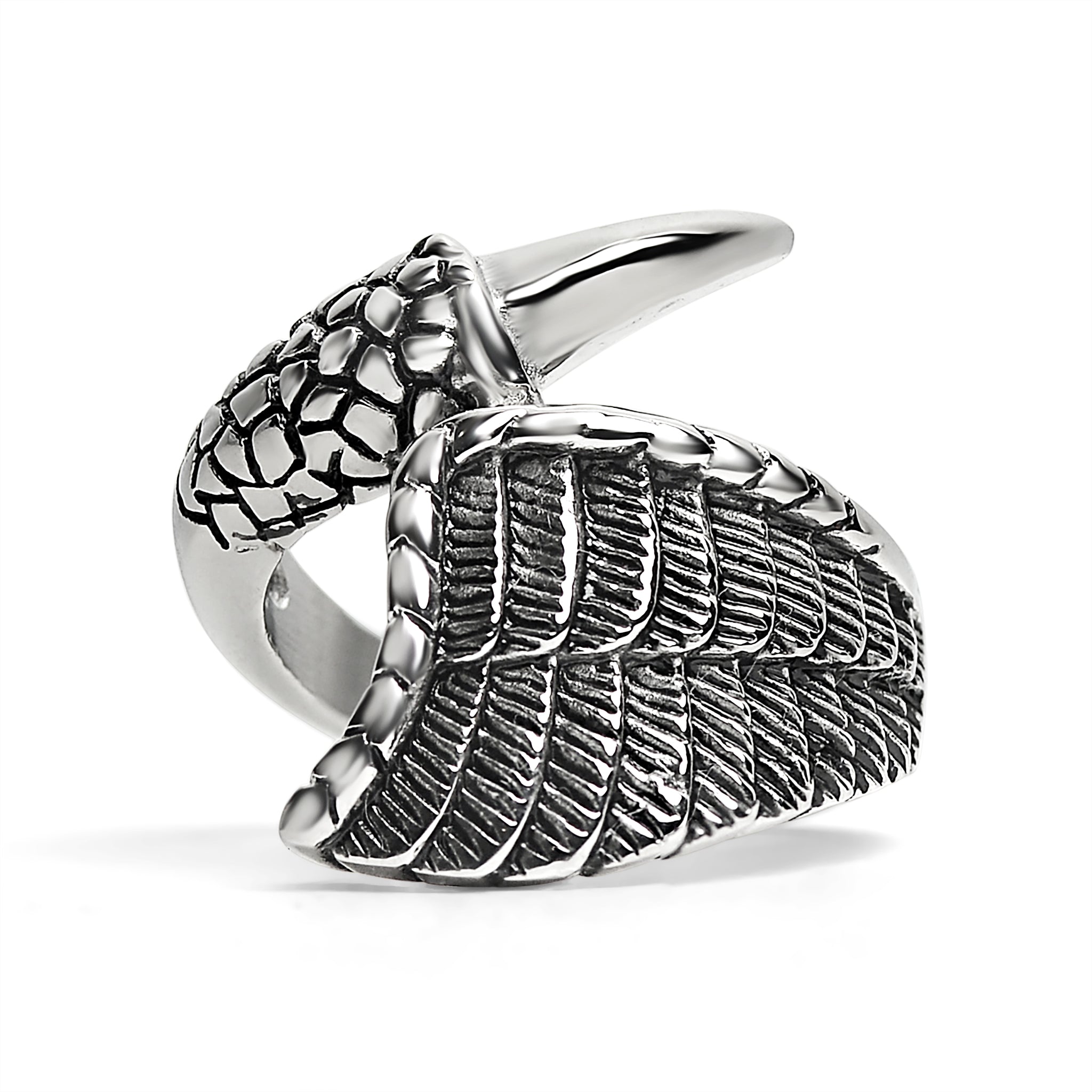 Stainless Steel Dragon Claw And Angel Wing Ring / SCR4007