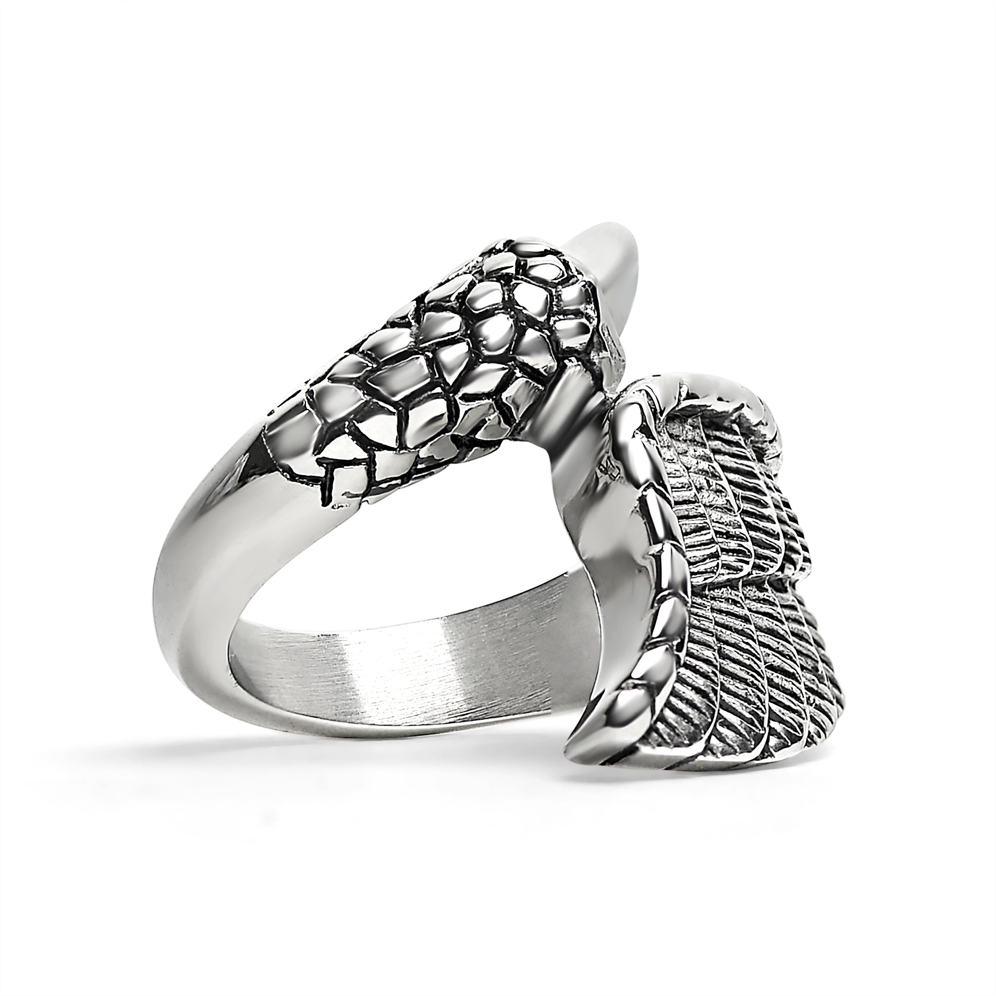 Stainless Steel Dragon Claw And Angel Wing Ring / SCR4007