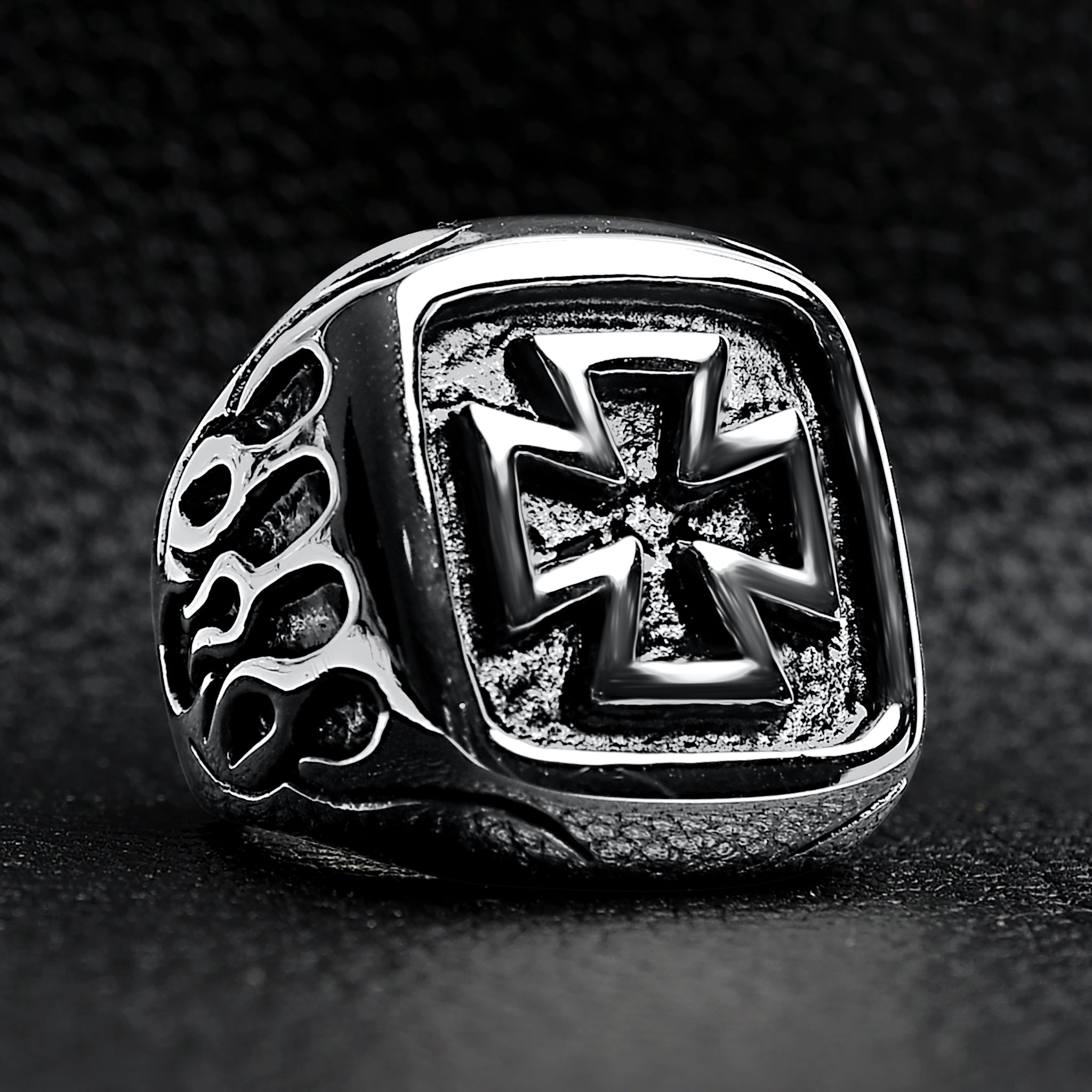 Large Maltese Cross Stainless Steel Ring Scr4008 | Wholesale