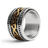 18K Gold PVD Coated Detailed Tribal Stainless Steel Ring / SCR4016