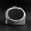 Detailed Black CZ Fleur De Lis Stone Stainless Steel Ring / SCR4021