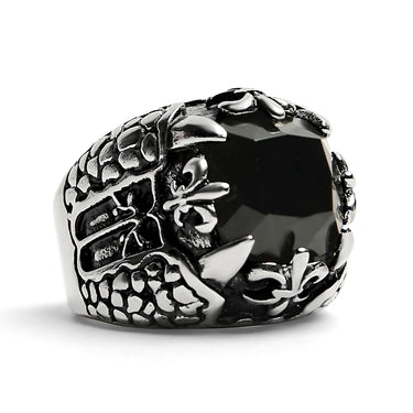 حلقة من الفولاذ المقاوم للصدأ من CZ Fleur de Lis Black Fleur De Lis / SCR4021