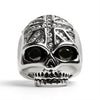 Stainless Steel Black CZ Eyed Skull With Clear CZ UK Flag Ring / SCR4022