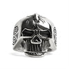 Stainless Steel Skull With Spider And Web Accents Ring / SCR4025