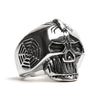 Stainless Steel Skull With Spider And Web Accents Ring / SCR4025