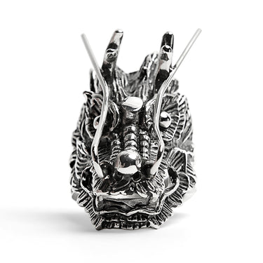 Stainless Steel Eastern Dragon Head Ring / SCR4026