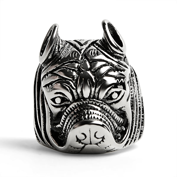 Stainless Steel Pit Bull Dog Ring / SCR4027