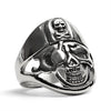 Detailed Eye Patch Skull With Skull Hat Stainless Steel Ring / SCR4028