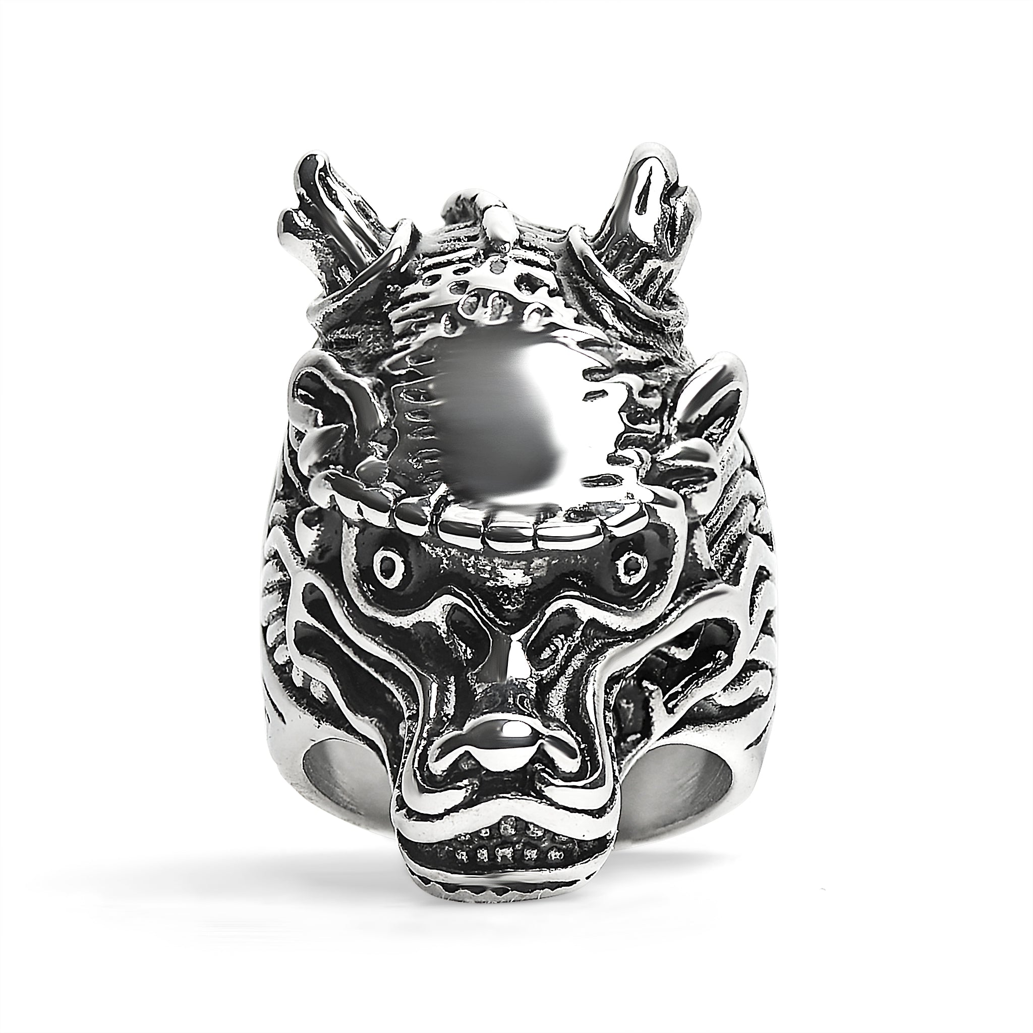 Stainless Steel Eastern Dragon Head Ring / SCR4032