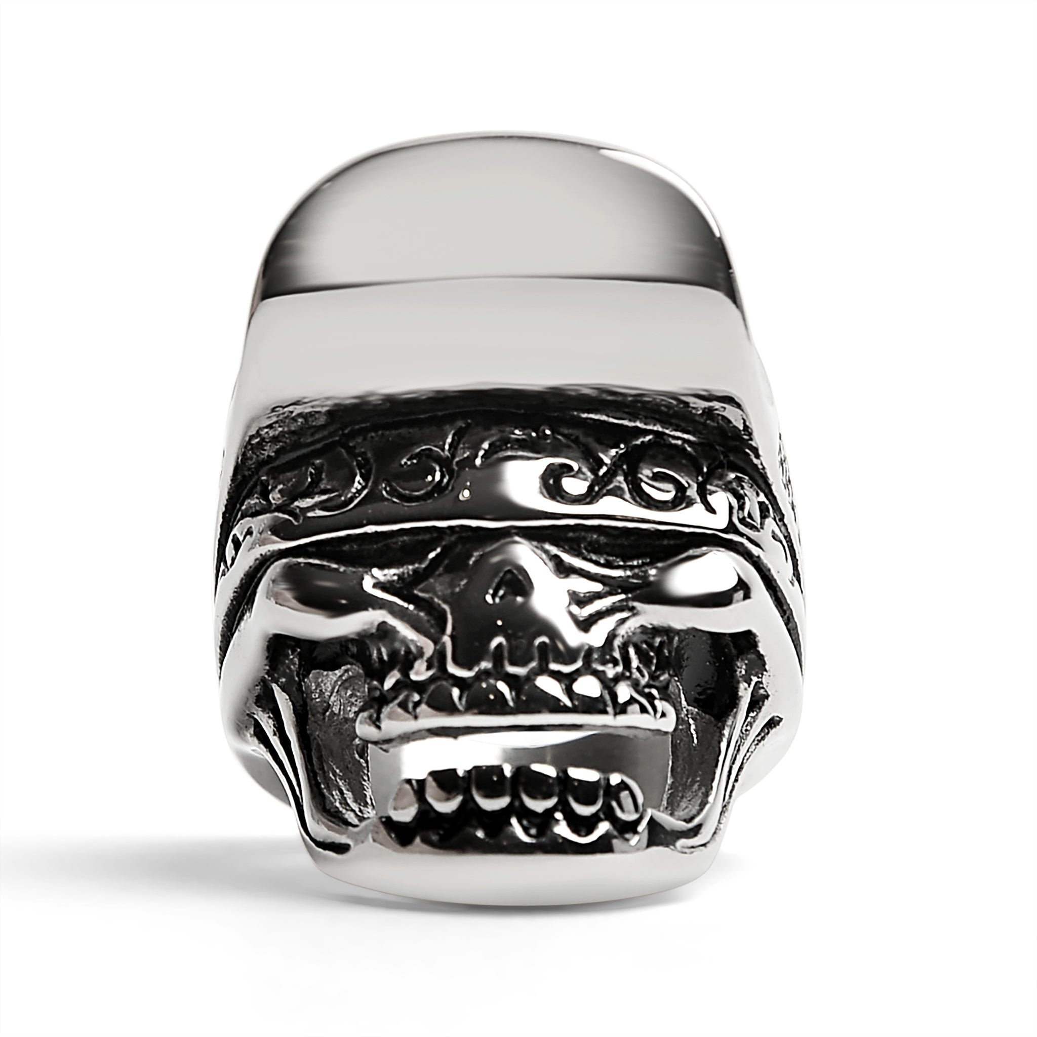 Stainless Steel Trucker Hat Skull Ring / SCR4038