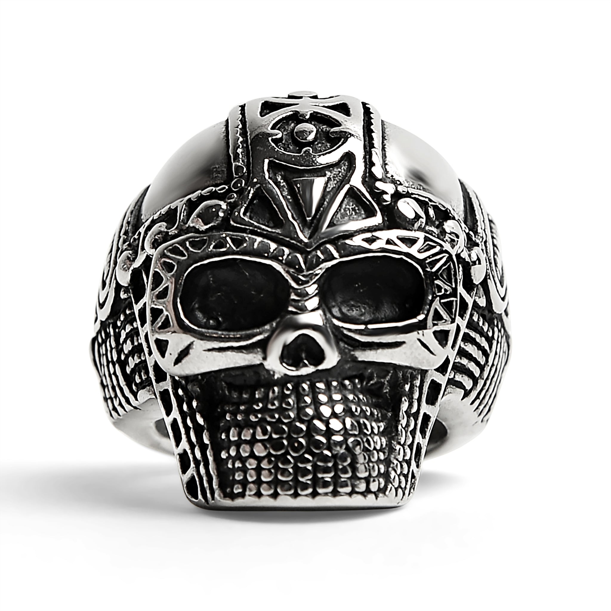 Aneau inoxydable Ancient Warrior Guard Skull Ring/SCR4040