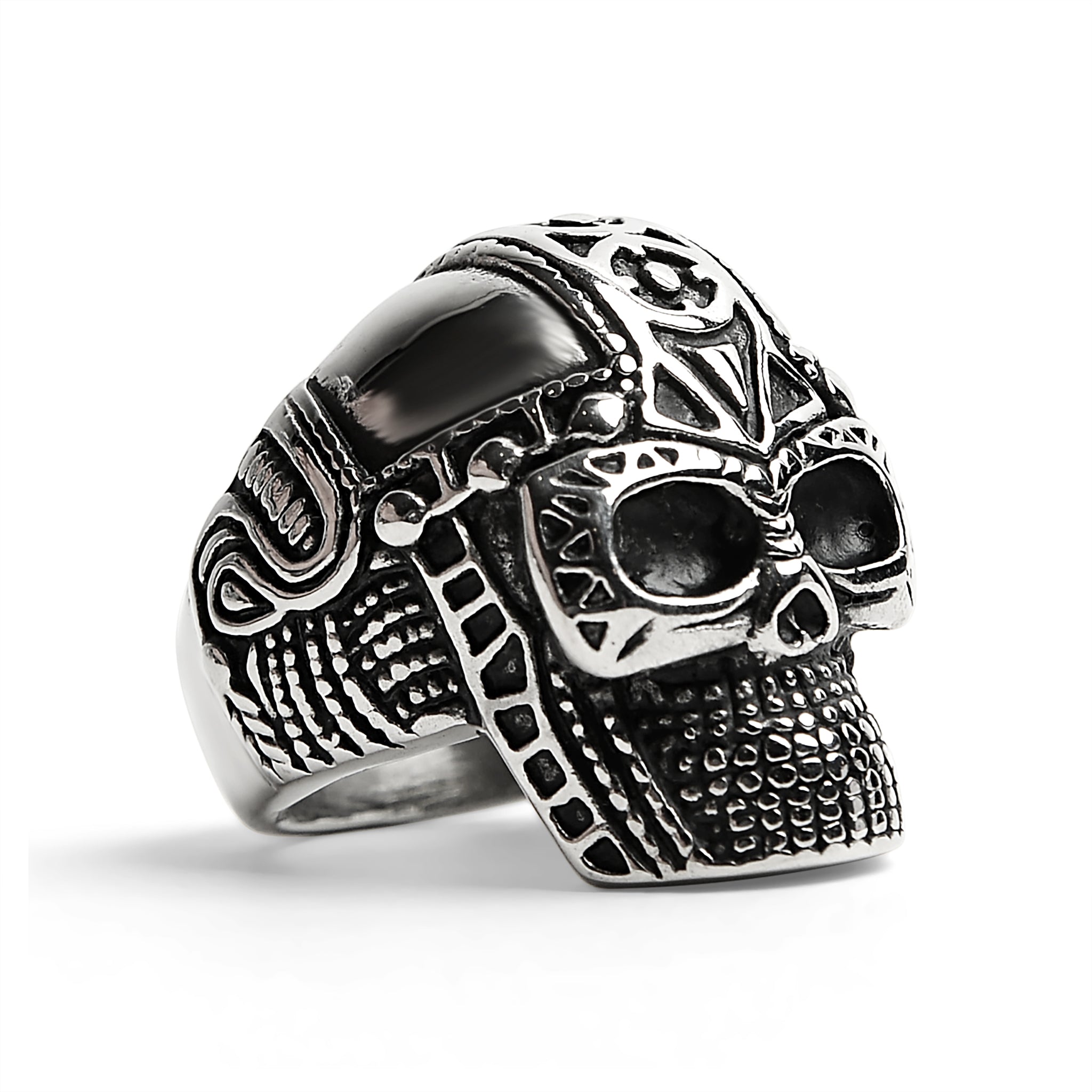 Aneau inoxydable Ancient Warrior Guard Skull Ring/SCR4040