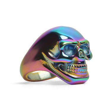 Stainless Steel Rainbow Skull Ring / SCR4044