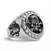 Stainless Steel King Skull And Crossbones With CZ Accent Stones Signet Ring / SCR4052