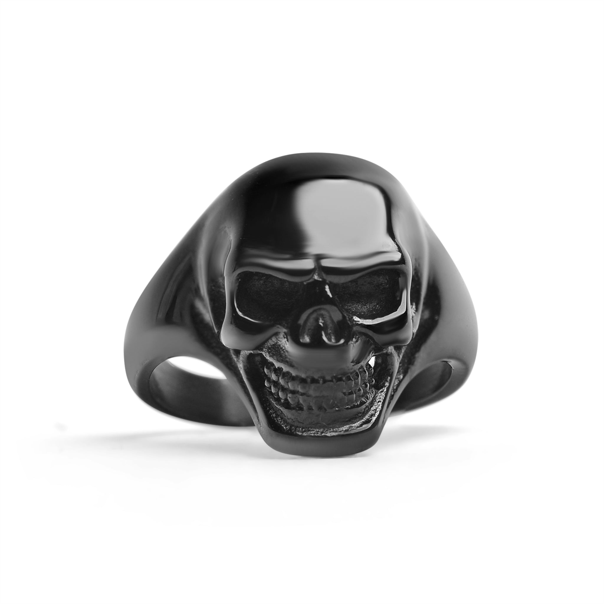 Stainless Steel Black Skull Ring / SCR4053