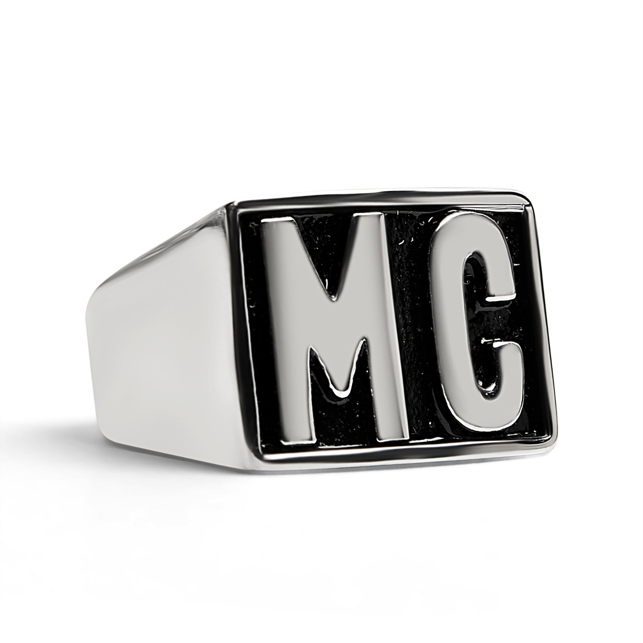 Stainless Steel Motorcycle Club "MC" Insignia Signet Ring / SCR4055