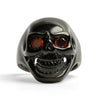 Stainless Steel Red CZ Eyed Black Skull Ring / SCR4065