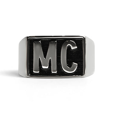 نادي الدراجات النارية من الفولاذ المقاوم للصدأ "MC" Insignia Signet Ring / SCR4067