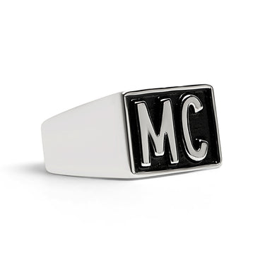 نادي الدراجات النارية من الفولاذ المقاوم للصدأ "MC" Insignia Signet Ring / SCR4067