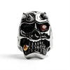 Stainless Steel Devil Skull With Red CZ Eye Smoking 18K Gold PVD Coated Cigar Ring / SCR4084