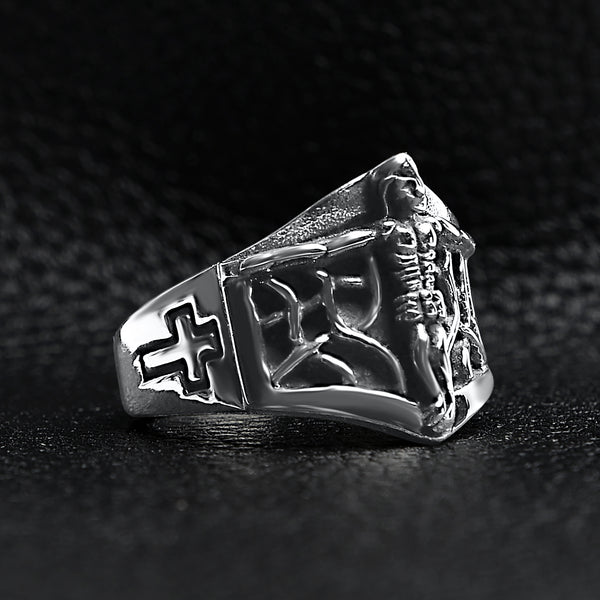 Detailed Jesus Cross Stainless Steel Ring / SCR4093
