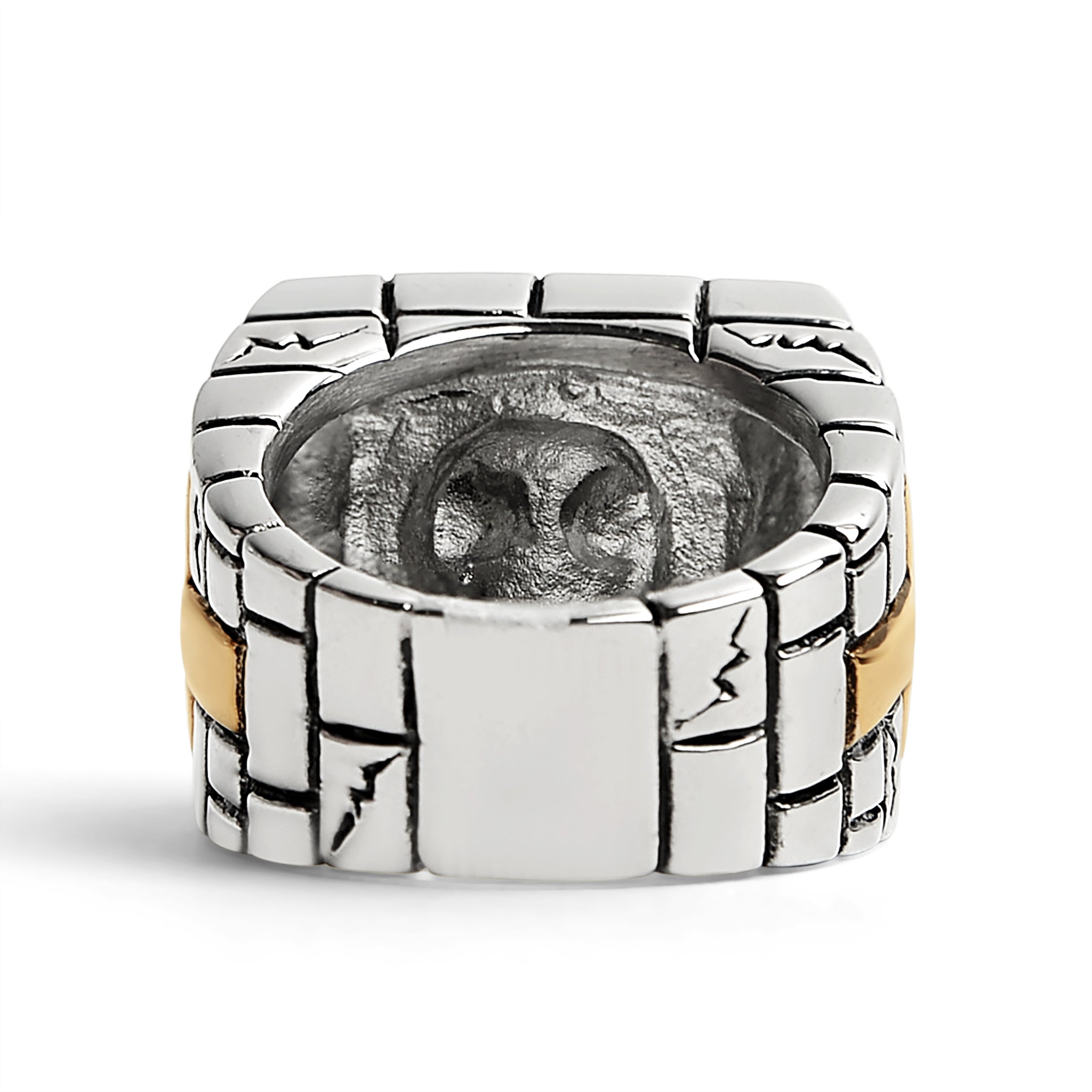 Componeren musicus Bijdragen Detailed Gated Skull Gold Cross Accents Stainless Steel Ring Scr4101 |  Wholesale Jewelry Website