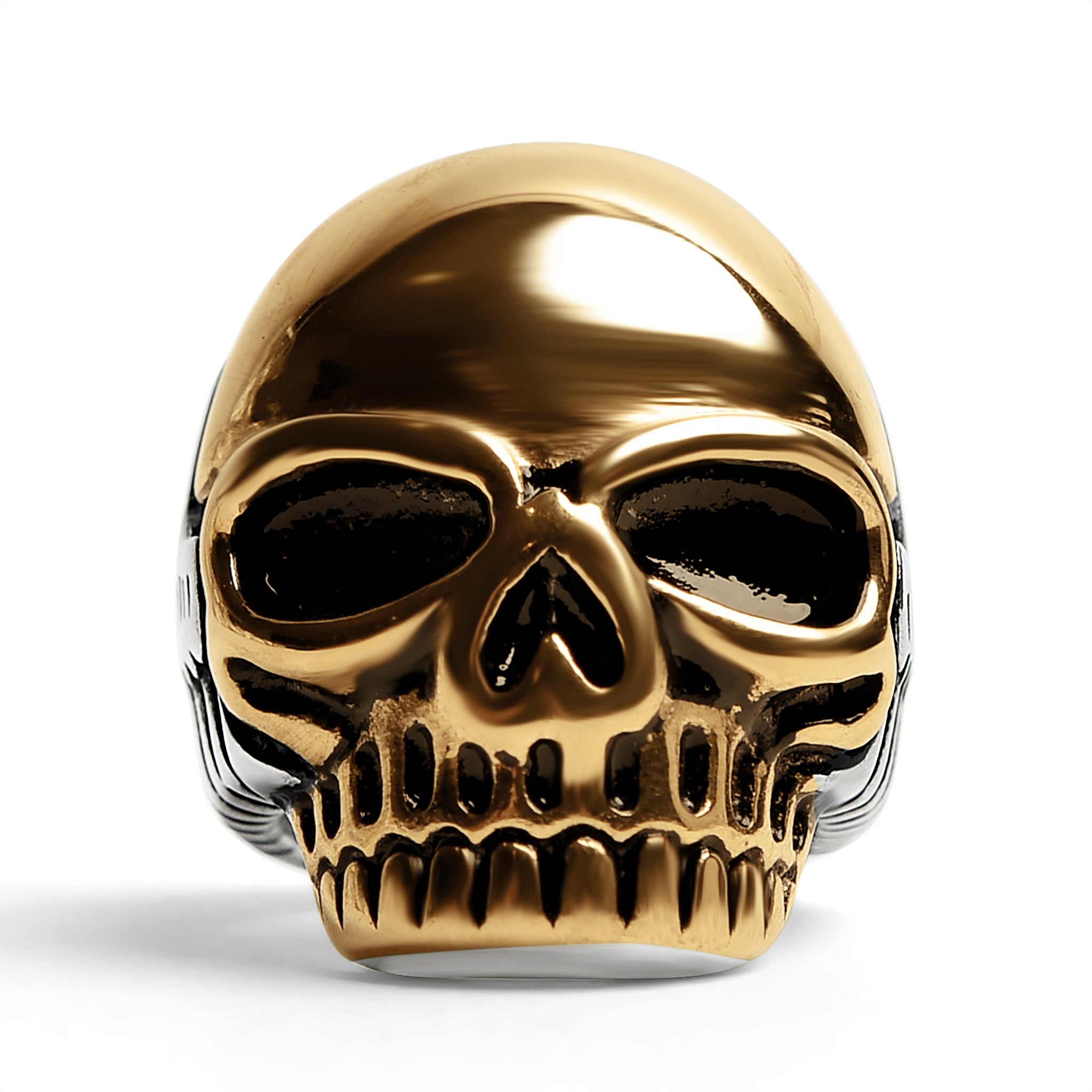 Stainless Steel And 18K Gold PVD Coated Skull Ring / SCR4102