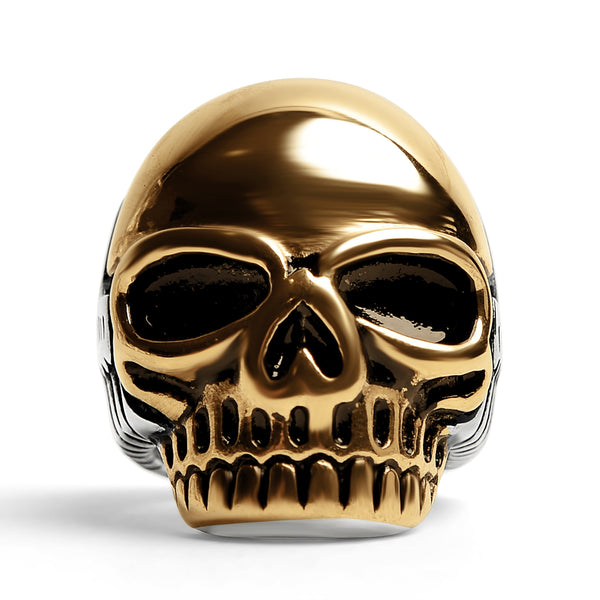 Gold Jawless Skull Stainless Steel Ring Scr4102