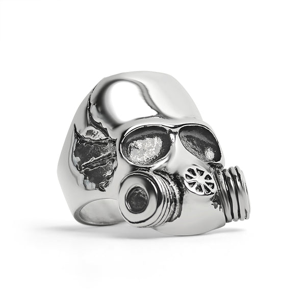 Stainless Steel Gas Mask Skull Ring / SCR4106