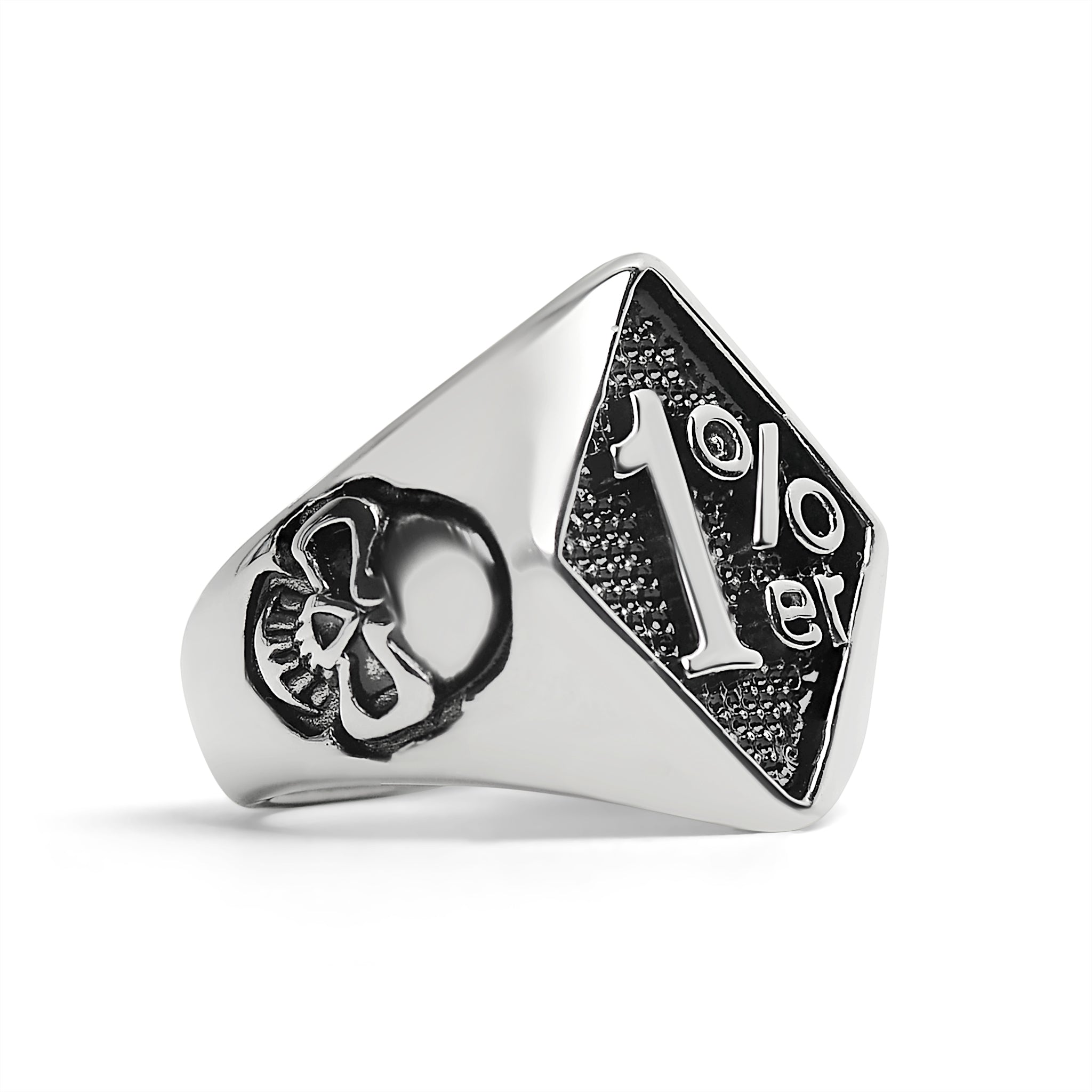Acier inoxydable "1% ER" avec des accents de crâne Signet Ring/SCR4113