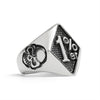 Stainless Steel "1%er" With Skull Accents Signet Ring / SCR4113