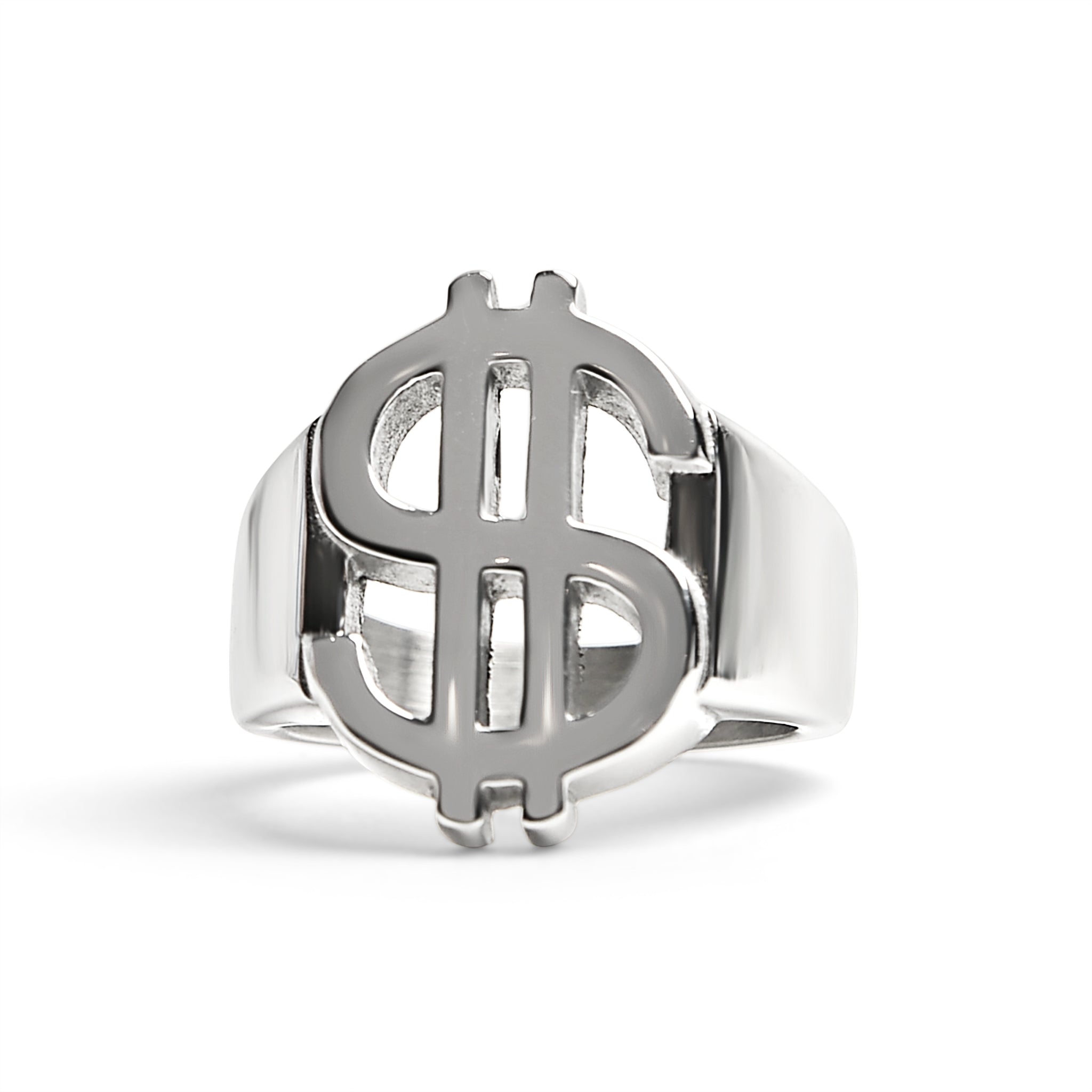 Stainless Steel Money Sign Mens Ring / SCR4115