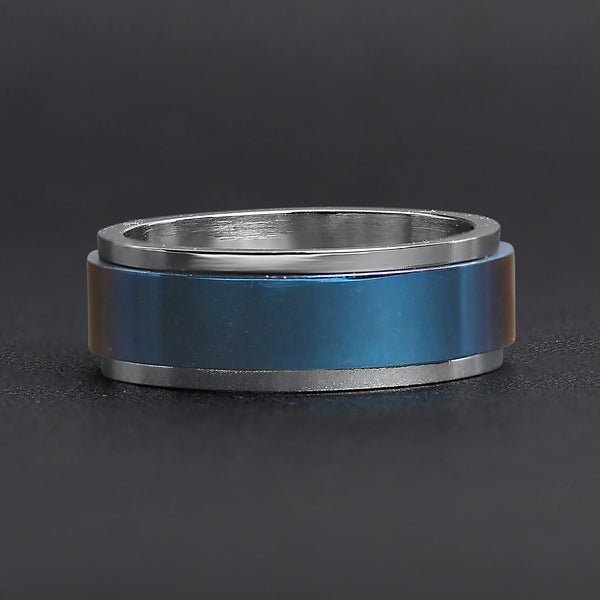 Blue Center Stainless Steel Spinner Ring