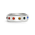 Rainbow CZ Spinner Center Highly Polished Stainless Steel Ring / SRJ0111-mens stainless steel jewelry- 316l stainless steel jewelry- stainless steel mens jewelry- jewelry stainless steel- stainless steel jewelry made in china