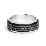 Black Stainless Steel Spanish Lord's Prayer Center Spinner Ring / SRJ1009-stainless steel jewelry good- stainless steel jewelry cleaner- gold stainless steel jewelry- stainless steel jewelries- stainless steel jewelry mens