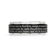 Black Stainless Steel Spanish Lord's Prayer Center Spinner Ring