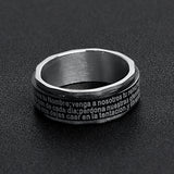 Black Stainless Steel Spanish Lord's Prayer Center Spinner Ring