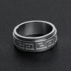 Highly Polished Greek Key Stainless Steel Spinner Ring