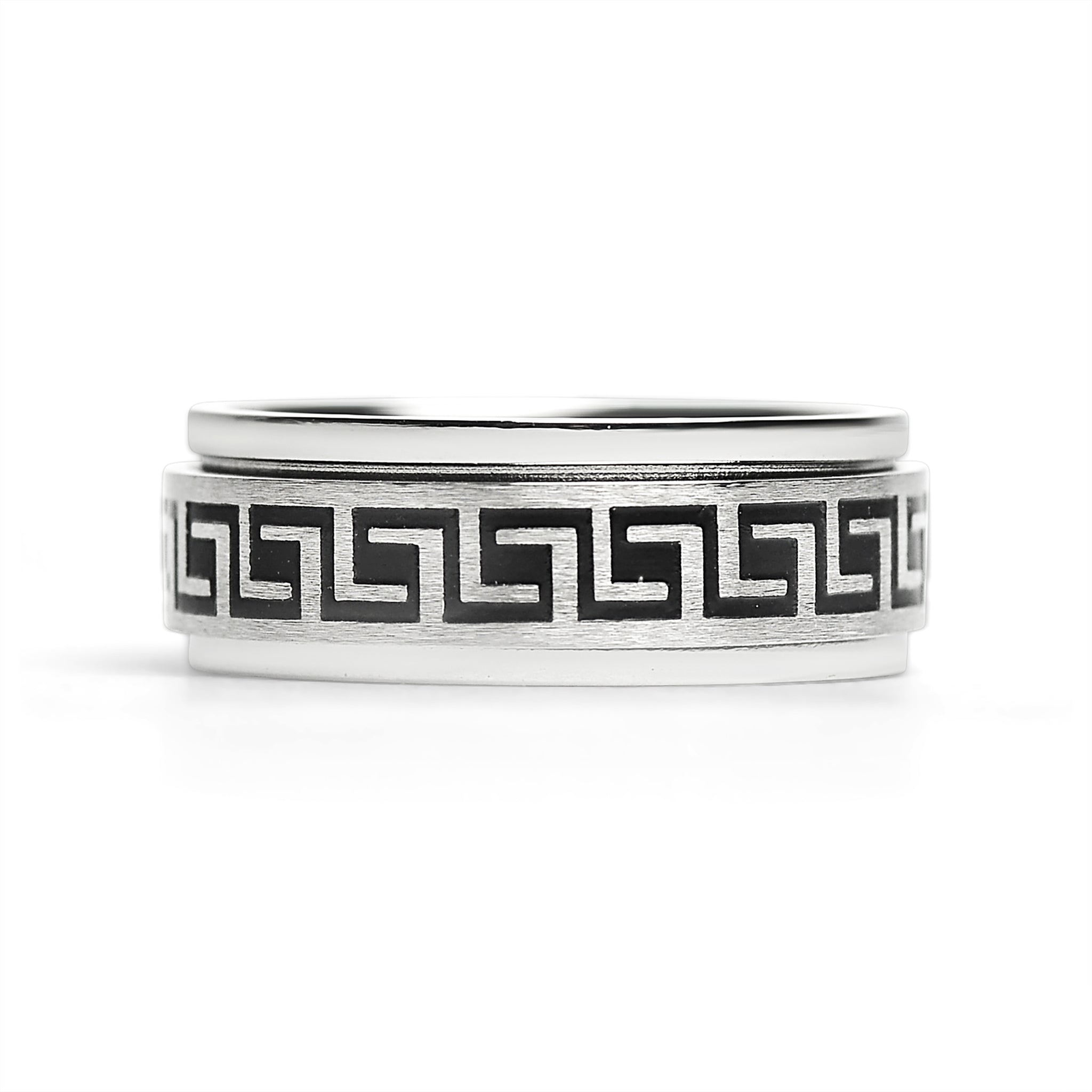 Black Greek Key Spinner Ring