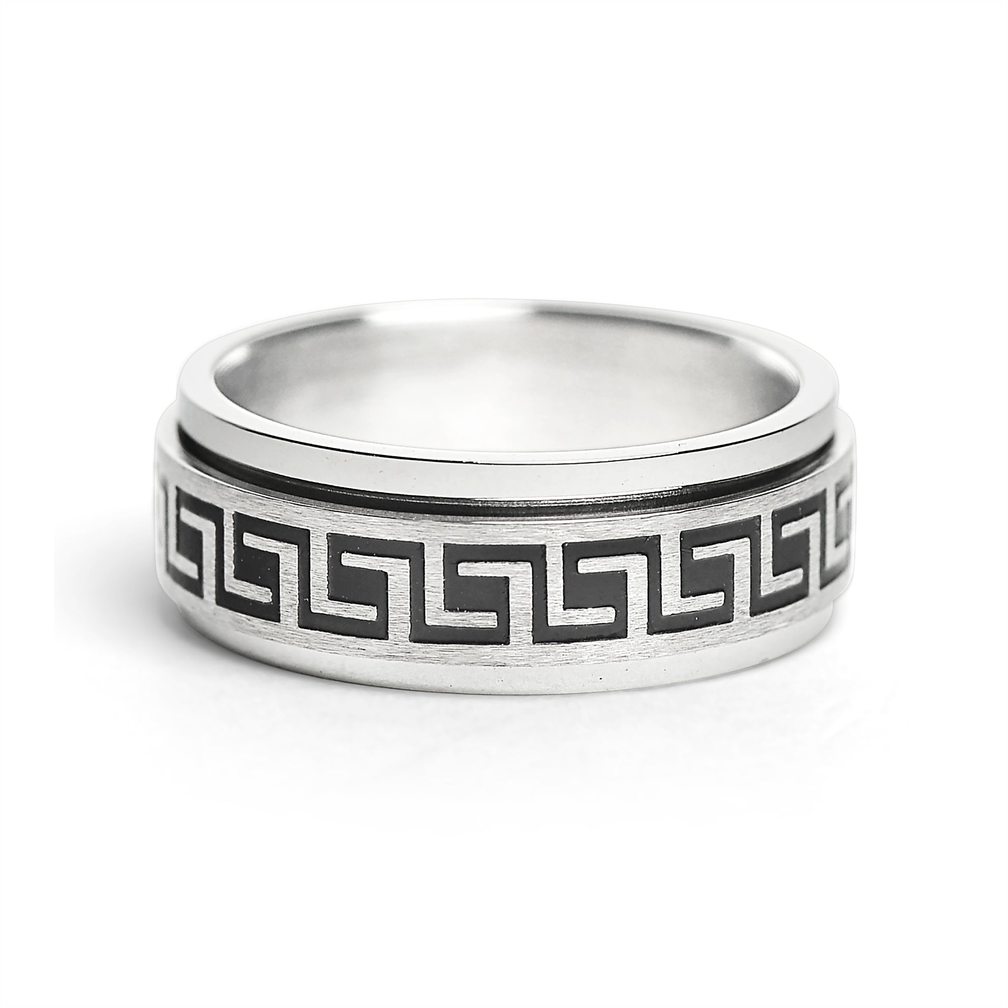 Black Greek Key Spinner Ring