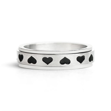 Black Plated Stainless Steel Spinner Ring - Size 10, 8mm Wide, Hypoallergenic, Free Gift Box