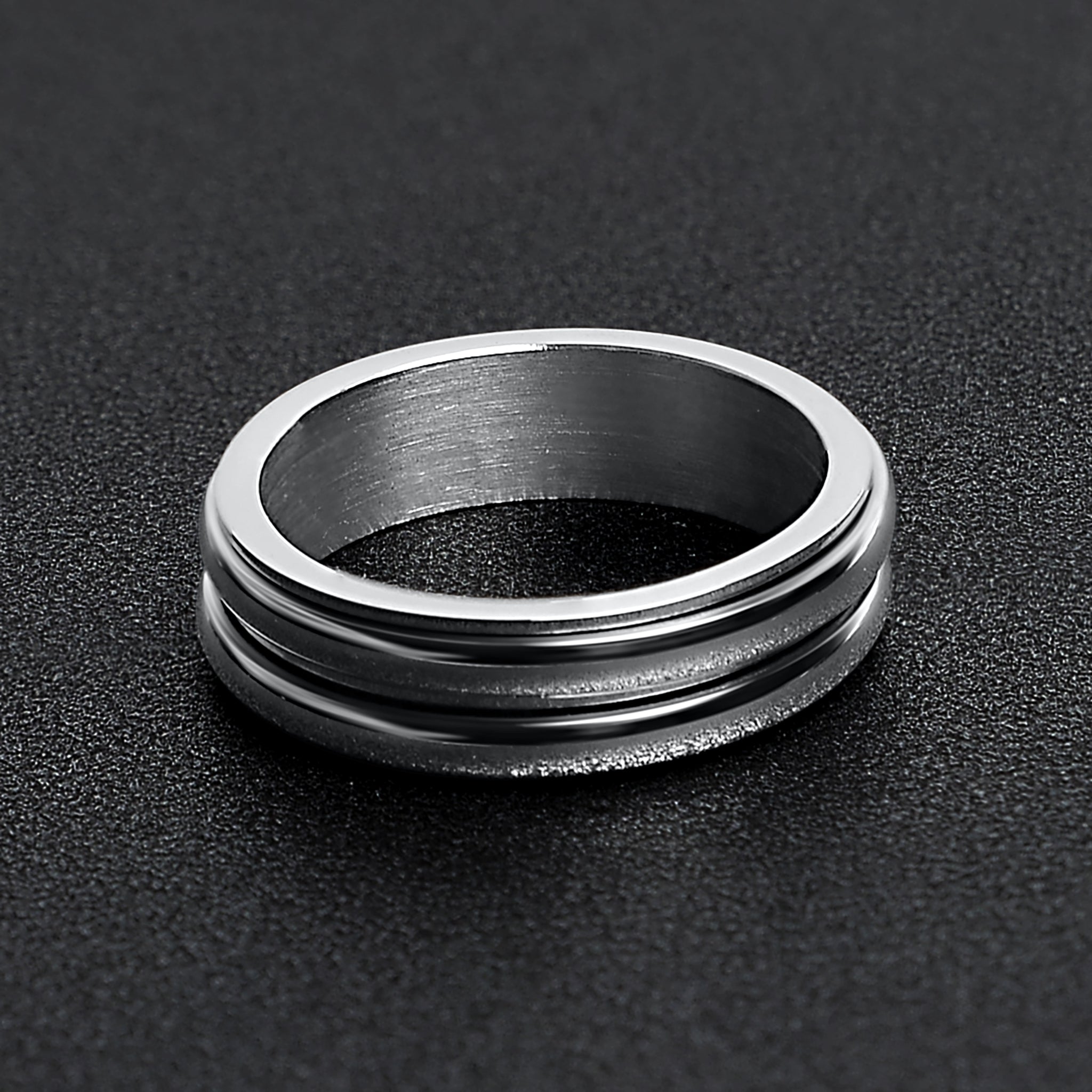 Biker Jewelry Shop-Grooved Spinner Center Unisex Ring 7mm / 13 Size-13