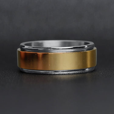 Gold Spinner Center Polished Stainless Steel Ring Lifestyle